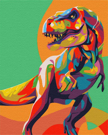 Bunte T-Rex Dinosaurier einfache Malerei durch Zahlen für Kinder
