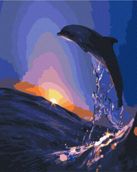 Delfin im Sonnenuntergang Malen nach Zahlen