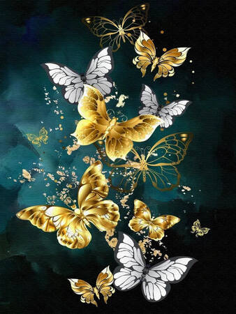 Diamant-Stickerei ohne Rahmen, goldene Schmetterlinge, 30 x 40, Diamant-Mosaik 5D