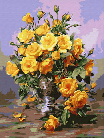 Diamant-Stickerei ohne Rahmen, schöne gelbe Rosen, 30 x 40, Diamant-Mosaik 5D