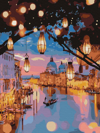 Diamant-Stickerei, rahmenlose Nachtlichter von Venedig, 30 x 40, Diamant-Mosaik 5D