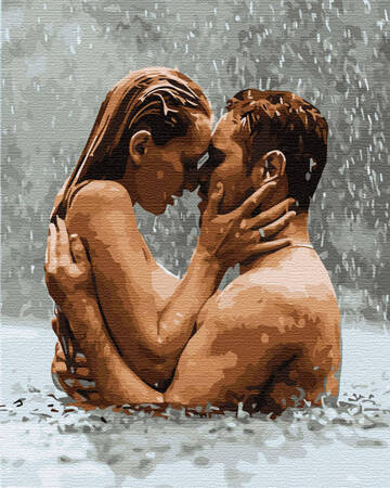 Ein Kuss im Regen Malen nach Zahlen