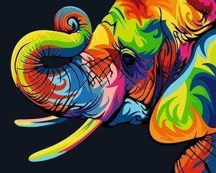 Einfache Malerei des bunten Elefanten durch Zahlen
