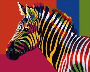 Einfache Malerei des bunten Zebras durch Zahlen