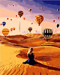 Heißluftballons in der Wüste Malen nach Zahlen