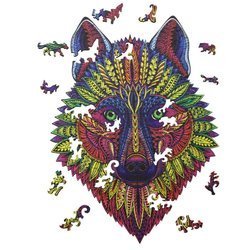 Holzpuzzle Der wilde Wolf mit tierischen Elementen 175 stk. 25x34 cm