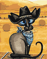 Katze mit Cowboyhut Malen nach Zahlen