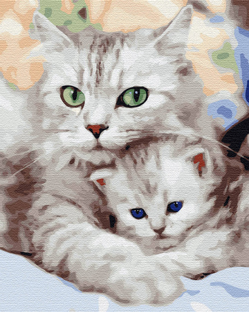 Kittys Mutter mit einem Kätzchen Gemälde nach Zahlen