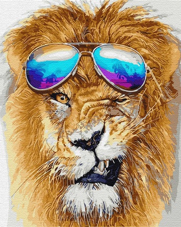 Löwe mit Brille Malen nach Zahlen