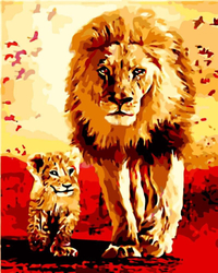 Löwe und Löwenjunges Malen nach Zahlen