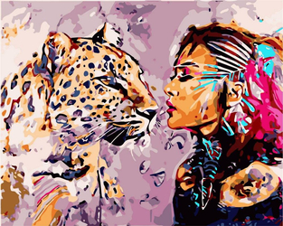 Mädchen und Leopard Malen nach Zahlen