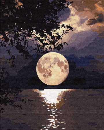 Mond über Wasser malen nach Zahlen