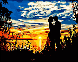 Paar bei Sonnenuntergang Malen nach Zahlen