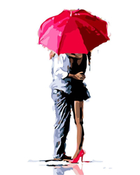Paar unter dem Regenschirm Malen nach Zahlen