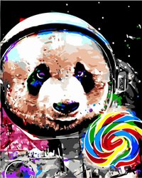 Panda-Astronaut Malen nach Zahlen