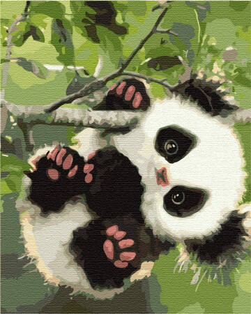 Panda auf dem Ast Malen nach Zahlen