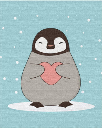 Pinguin mit Herz Malen nach Zahlen
