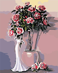 Rosen in einer Vase Malen nach Zahlen