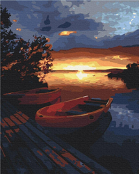Schöner Sonnenuntergang am See Malen nach Zahlen