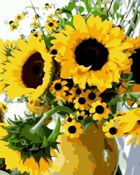 Sonnenblumen in der Vase Malen nach Zahlen ohne Rahmen