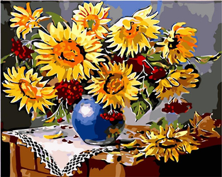 Sonnenblumen und Eberesche Malen nach Zahlen