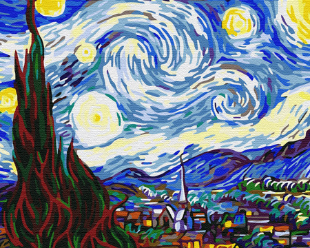 Vincent van Gogh "Sternennacht" Gemälde nach Zahlen