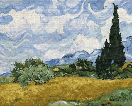 Weizenfeld mit Zypressen Van Gogh Malen nach Zahlen