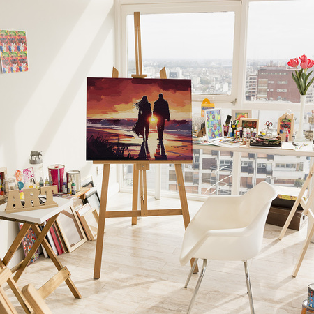 Spaziergang dem Sonnenuntergang entgegen Malen Nach Zahlen