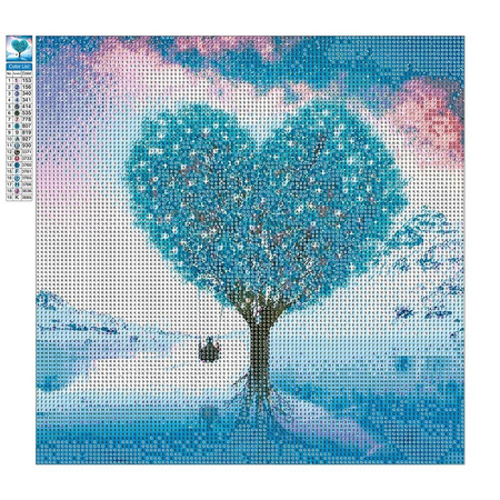 Diamantstickerei ohne Rahmen Herzbaum 30x30 Diamantmosaik 5D