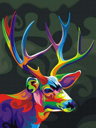 Bunte Hirsche 30x40 Malen nach Zahlen