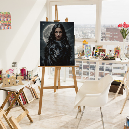 Nachtjäger mit Wolf im Mondlicht Malen Nach Zahlen