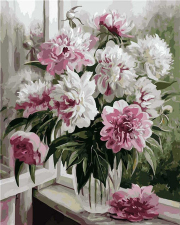 Strauß Pfingstrosen Malen nach Zahlen