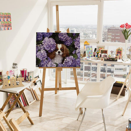 Hund in Blumen 30x40cm Malen nach Zahlen