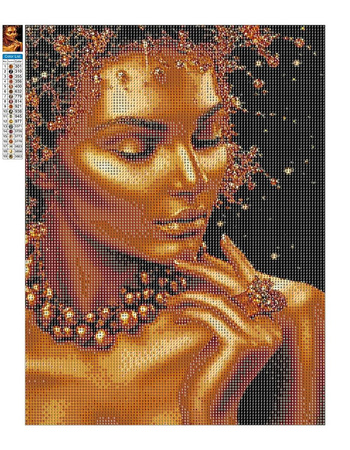 Diamant-Stickerei ohne Rahmen, goldene Schönheit, 30 x 40, 5D-Diamant-Mosaik