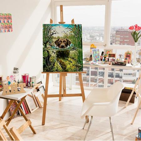 Hund im Wasser Malen nach Zahlen