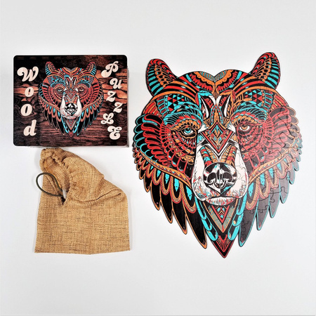 WOOD PUZLE Holzpuzzles für Erwachsene Bär 95 el. Größe 360х300 mm