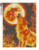 Diamantstickerei ohne Rahmen Feuerwolf 30x40 Diamantmosaik 5D