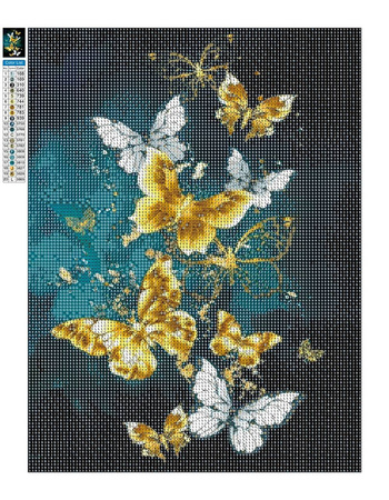 Diamant-Stickerei ohne Rahmen, goldene Schmetterlinge, 30 x 40, Diamant-Mosaik 5D