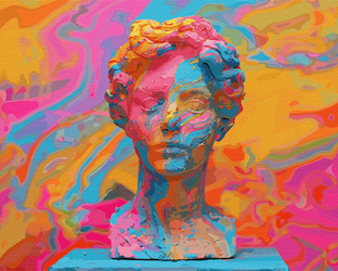 Eine Pop-Art-Skulptur in leuchtenden Farben Malen Nach Zahlen