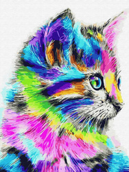 Diamantstickerei ohne Rahmen Regenbogenkatze 30x40 Diamantmosaik 5D