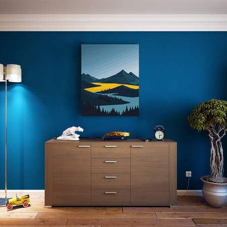 Eine moderne Berglandschaft mit gelber Wiese Malen Nach Zahlen