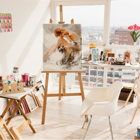 Mädchen mit einer Katze Malen nach Zahlen