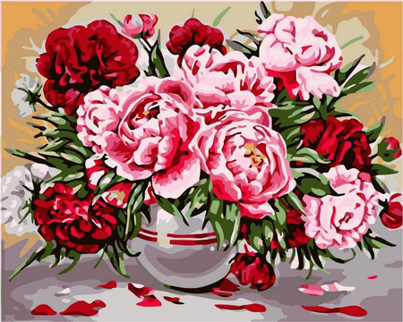 Pfingstrosen in einer Vase Malen nach Zahlen