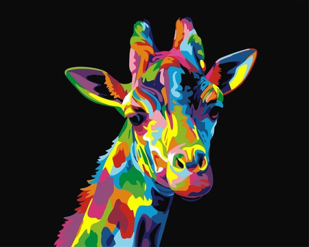 Einfache Malerei der bunten Giraffe durch Zahlen