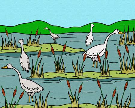 Reiher im Schilf Malen Nach Zahlen