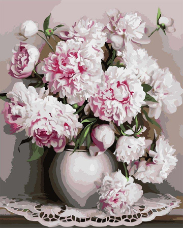 Pfingstrosen Blumen Malen nach Zahlen ohne Rahmen