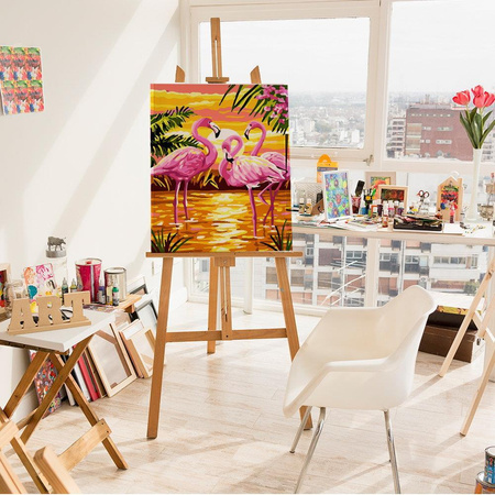 Flamingos bei Sonnenuntergang Malen nach Zahlen