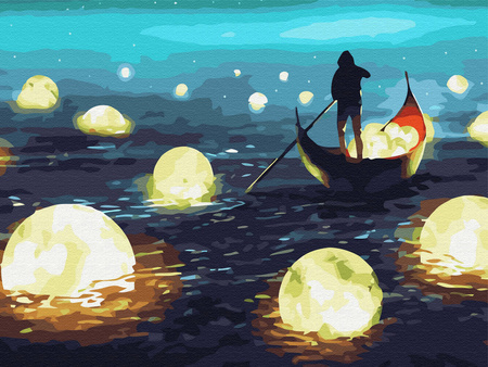 Diamantstickerei ohne Rahmen Moon Hunter 30x40 Diamantmosaik 5D