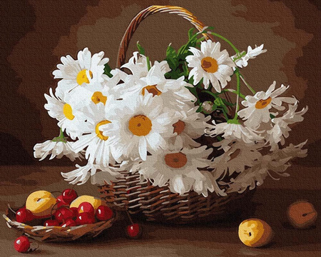 Korb mit Kamille Malen nach Zahlen