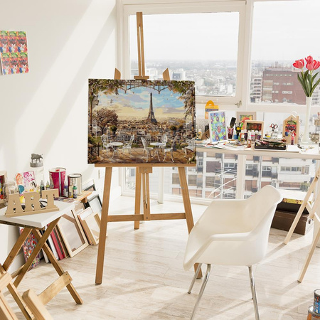 Café mit Blick auf den Eiffelturm Malen Nach Zahlen